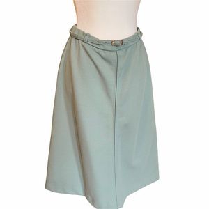 🦉 Trustworthy Retro Koret California Mint Green Knee Skirt Belted S A line 🦉